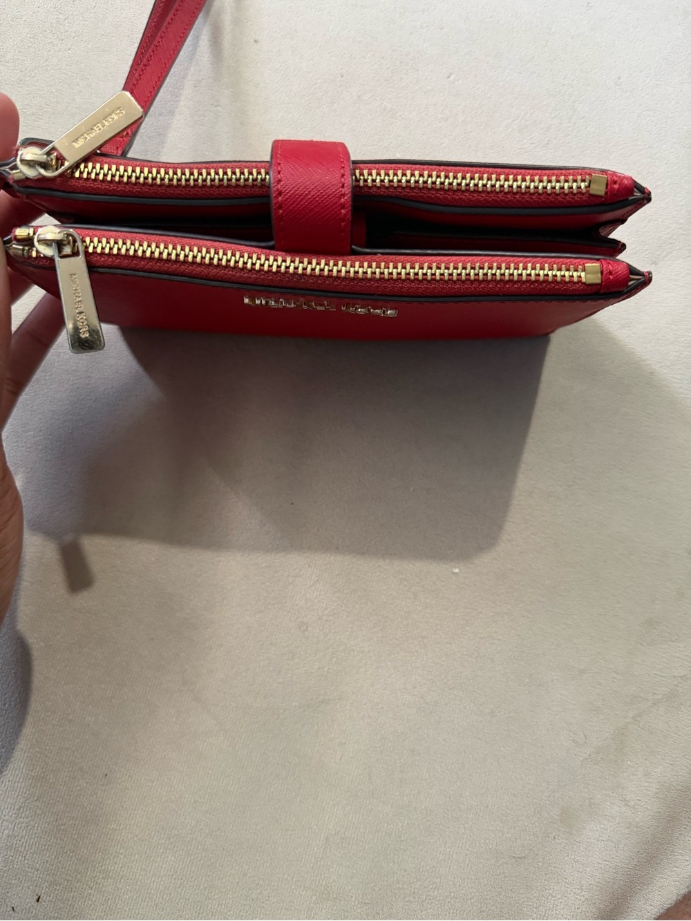 Michael Kors Red Wristlet Clutch with Gold Logo - Picture 4 of 5